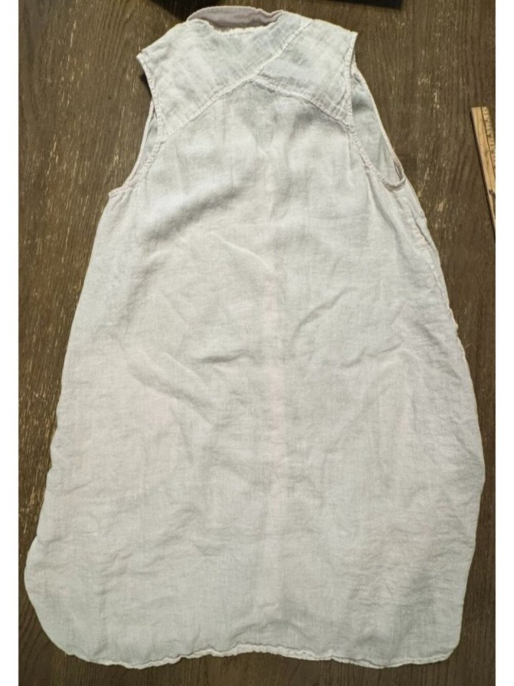 Saks Fifth Avenue Pale Pink 100% Linen Sleeveless Shirt Dress Large Pockets - Picture 10 of 10